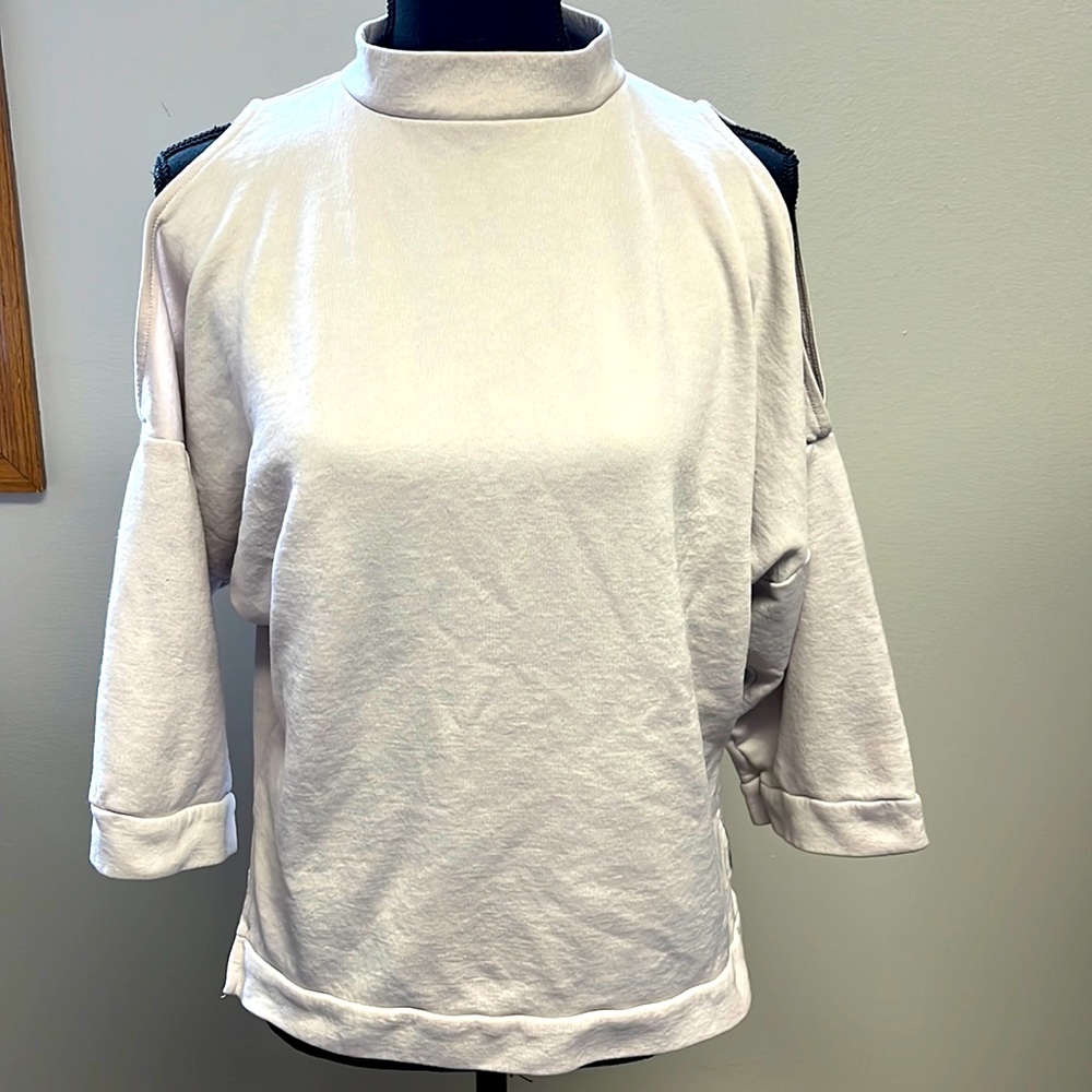 Light Gray Cold Shoulder Zara Sweatshirt